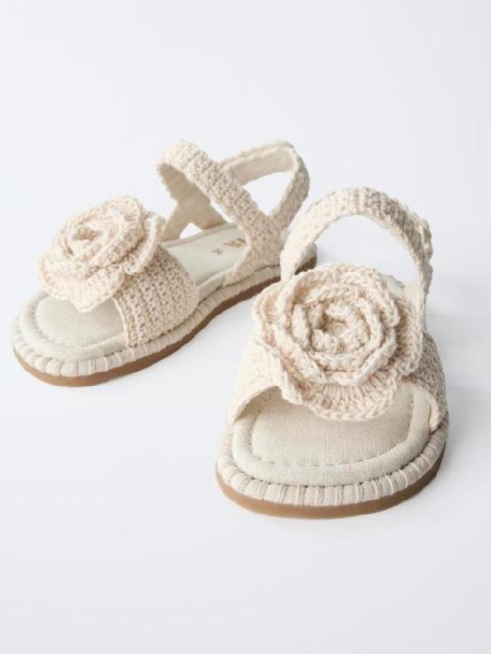 Zara Crochet Flower Sandals Cream